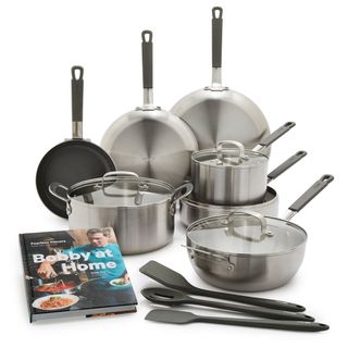 Bobby Flay by Greenpan 14-Piece Professional Stainless Steel Set With Bobby at Home Cookbook