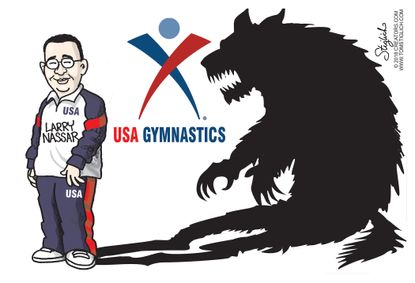 Editorial cartoon U.S. Larry Nassar sexual assault sports