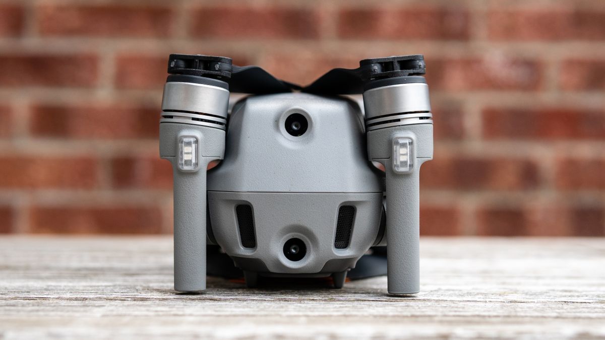 The back of the DJI Air 2S drone resting on a wooden table