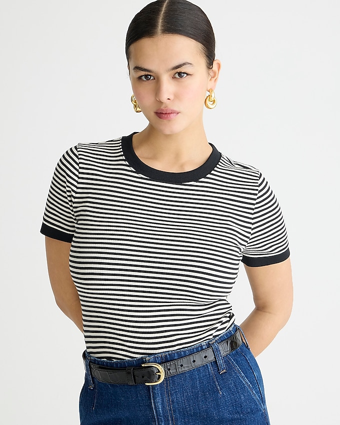 Vintage Rib Shrunken T-Shirt With Contrast Trim in Stripe