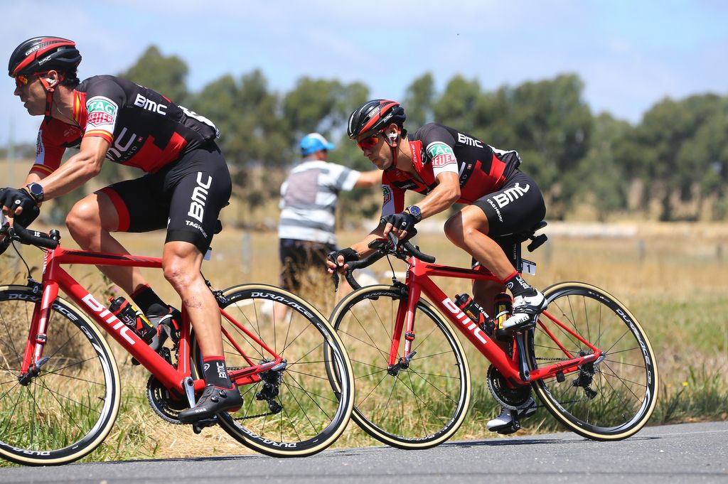Fran Ventoso leading BMC teammate Richie Porte