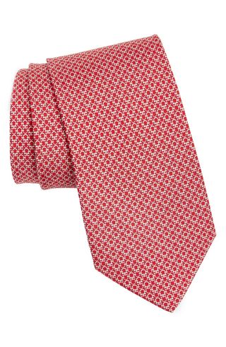 Gancini Print Silk Tie