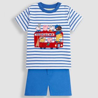 Jojo Maman Bébé Blue 2-Piece Peppa Pig Appliqué T-Shirt & Shorts Set