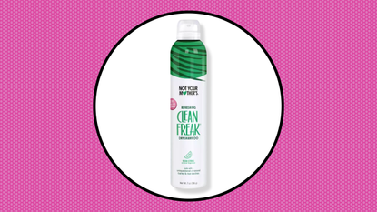 not your mother's clean freak dry shampoo in a pink circle