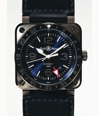 Watch with dark blue dial