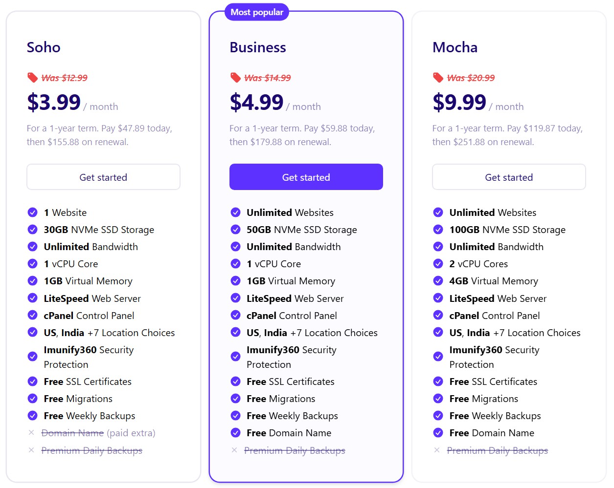 shared hosting plans at Mochahost