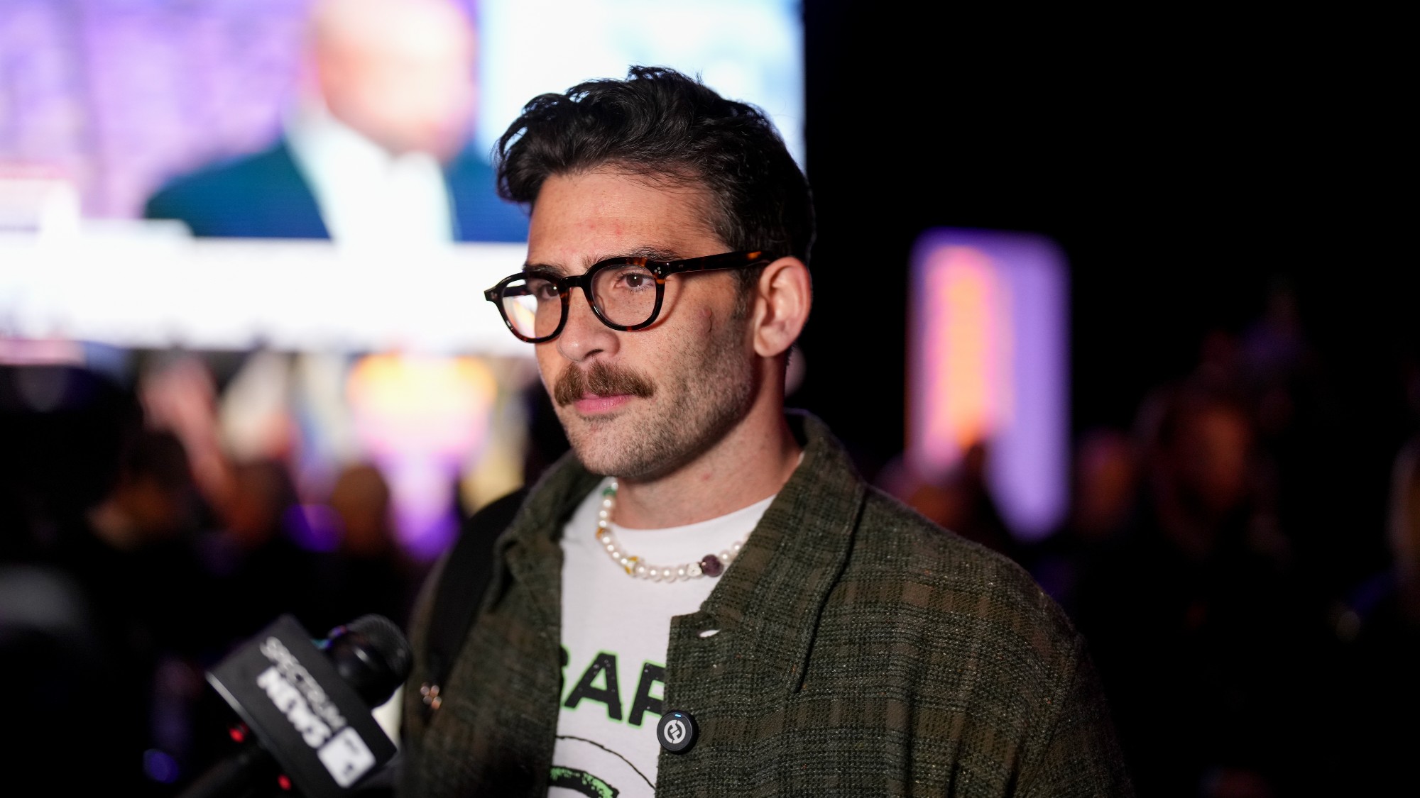 Hasan Piker at an election night event for Zohran Mamdani