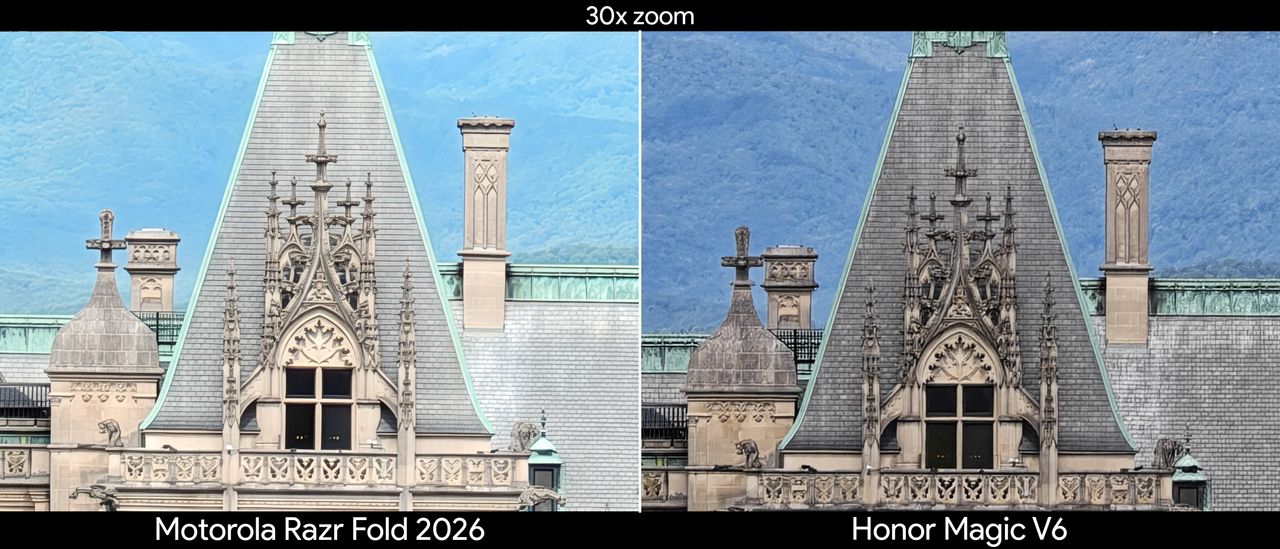 Comparing telephoto camera quality between the Motorola Razr Fold 2026 and Honor Magic V6