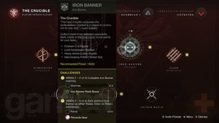Destiny 2 Iron Banner challenges menu
