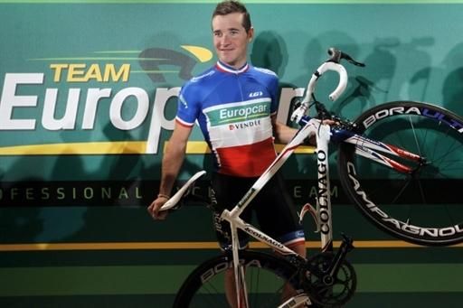 Voeckler poses with his ride for 2011