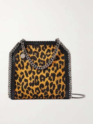 Falabella Mini Leopard-Print Jacquard-Knit Tote