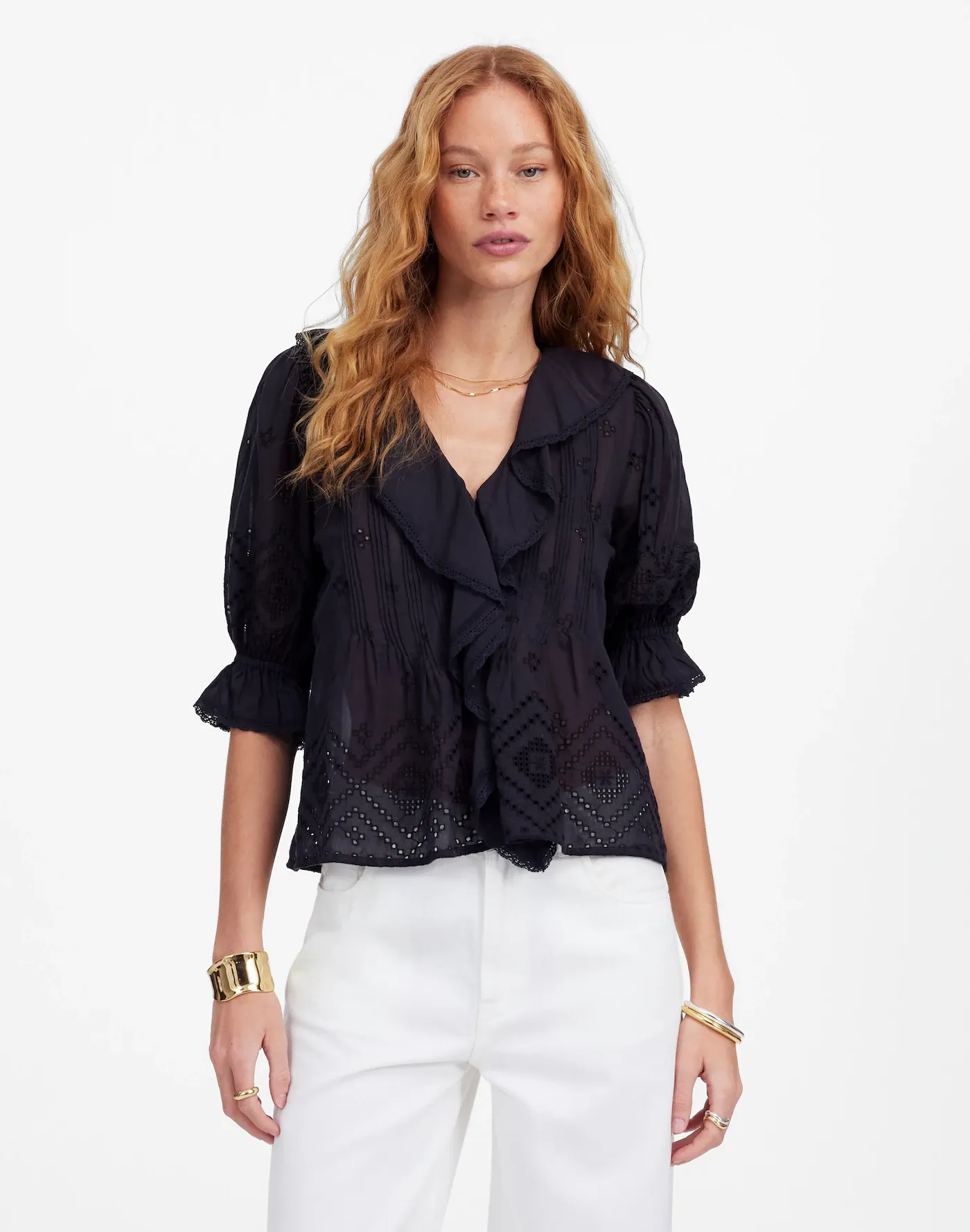 Madewell, Ruffled Puff-Sleeve Top