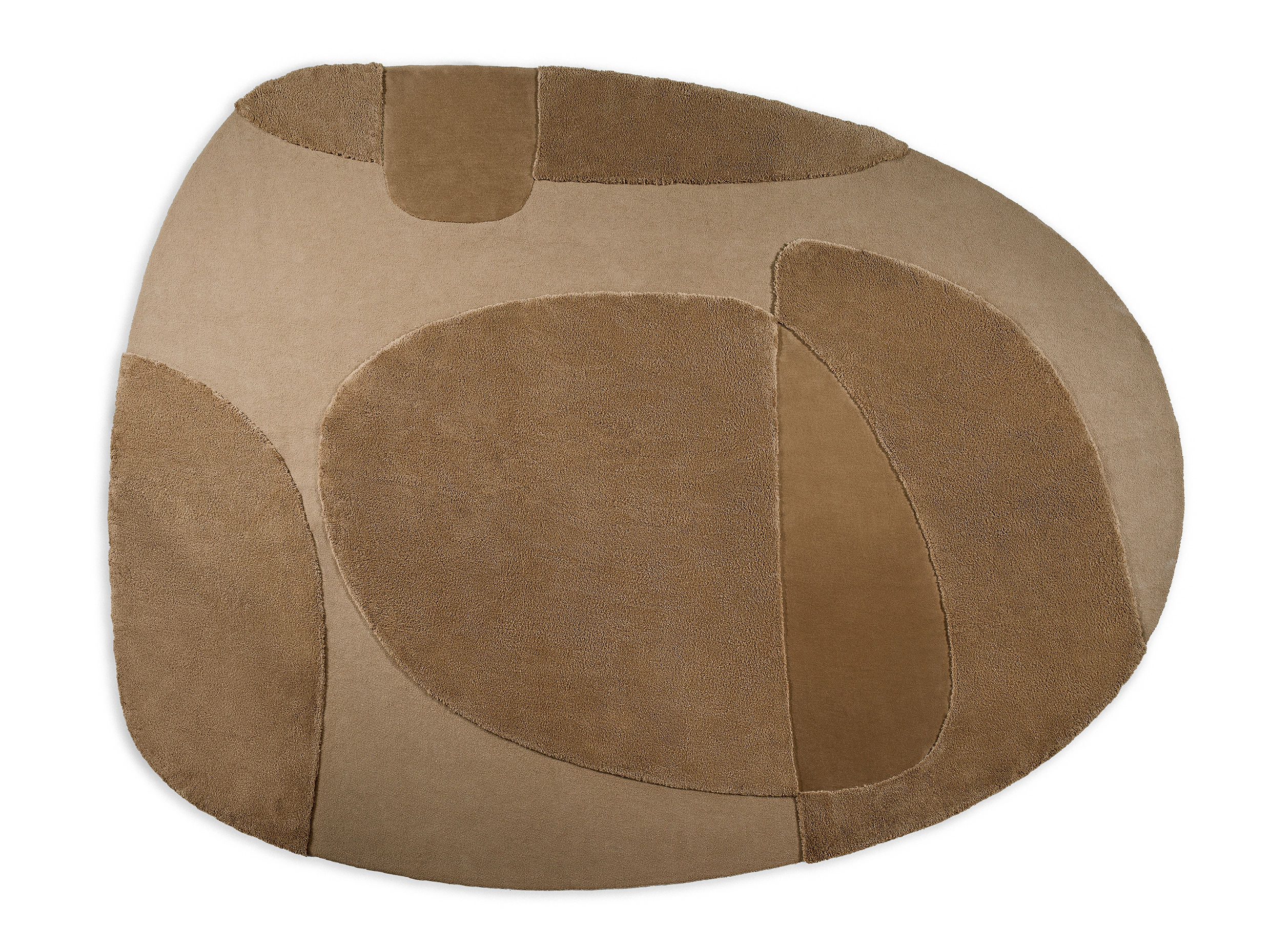 Milan design Week Gallotti & Radice egg shaped ochre rug with round textured pattern