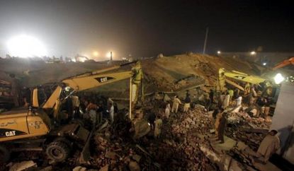 The scene in Lahore, Pakistan, where a factory collapsed.