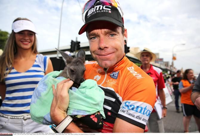 Cadel Evans (BMC) makes a new friend at this year's race