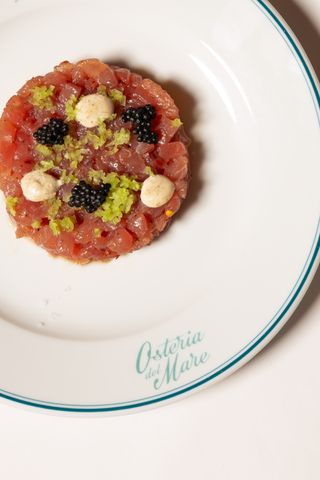 Yellowtail tartare at osteria del mare