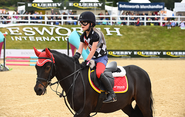 Reece Oliver and Abigail Wicks during the invitational Mini Major Relay during the Equerry Bolesworth International Horse Show at Bolesworth Castle near Chester in Cheshire in the UK on 17th June 2018