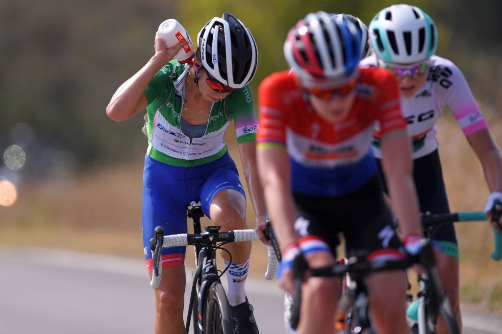 Cecilie Uttrup Ludwig leads the mountain classification green jersey