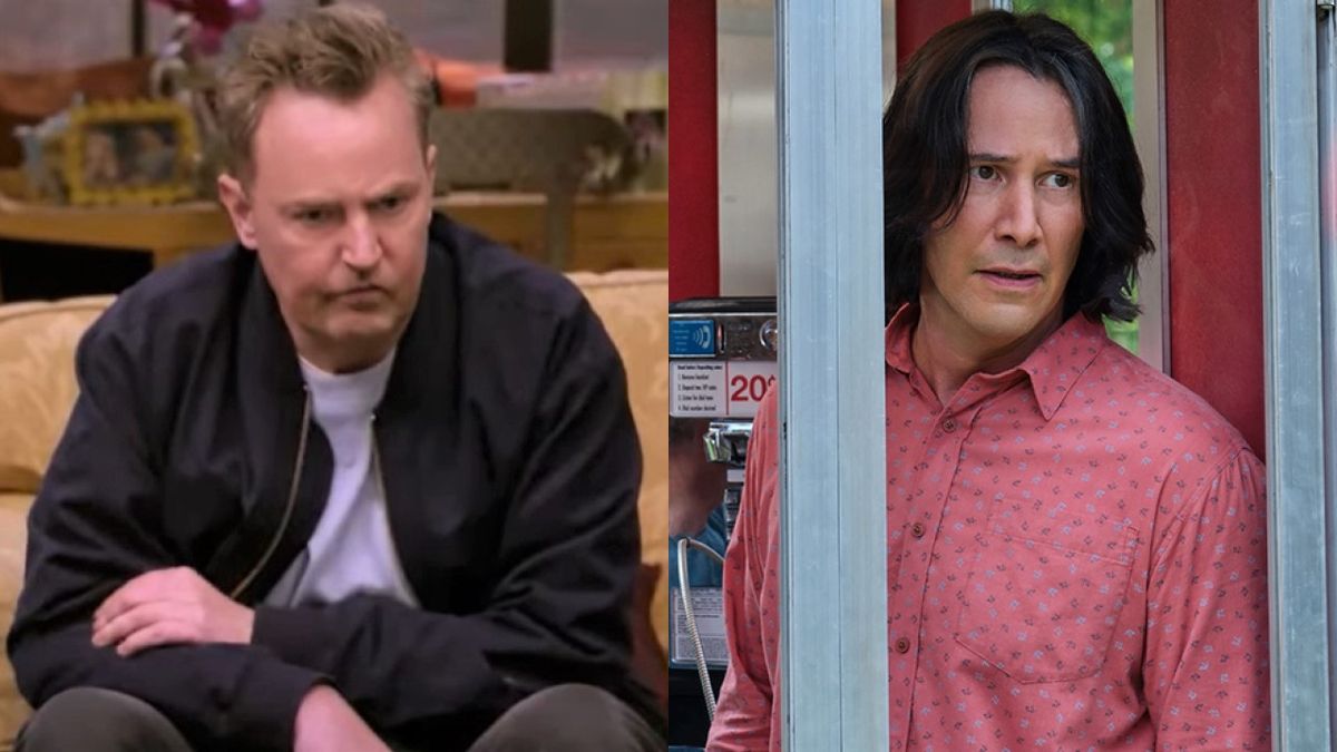 Matthew Perry on Friends: The Reunion and Keanu Reeves in Bill and Ted Face the Music.