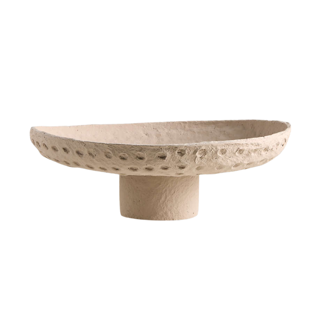 Oaxaca Taupe Cotton Mache Centerpiece Bowl 18"