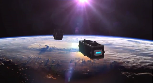 The CleanSpace One satellite will approach a defunct satellite, grab it, and plunge into Earth's atmosphere, burning up during re-entry.