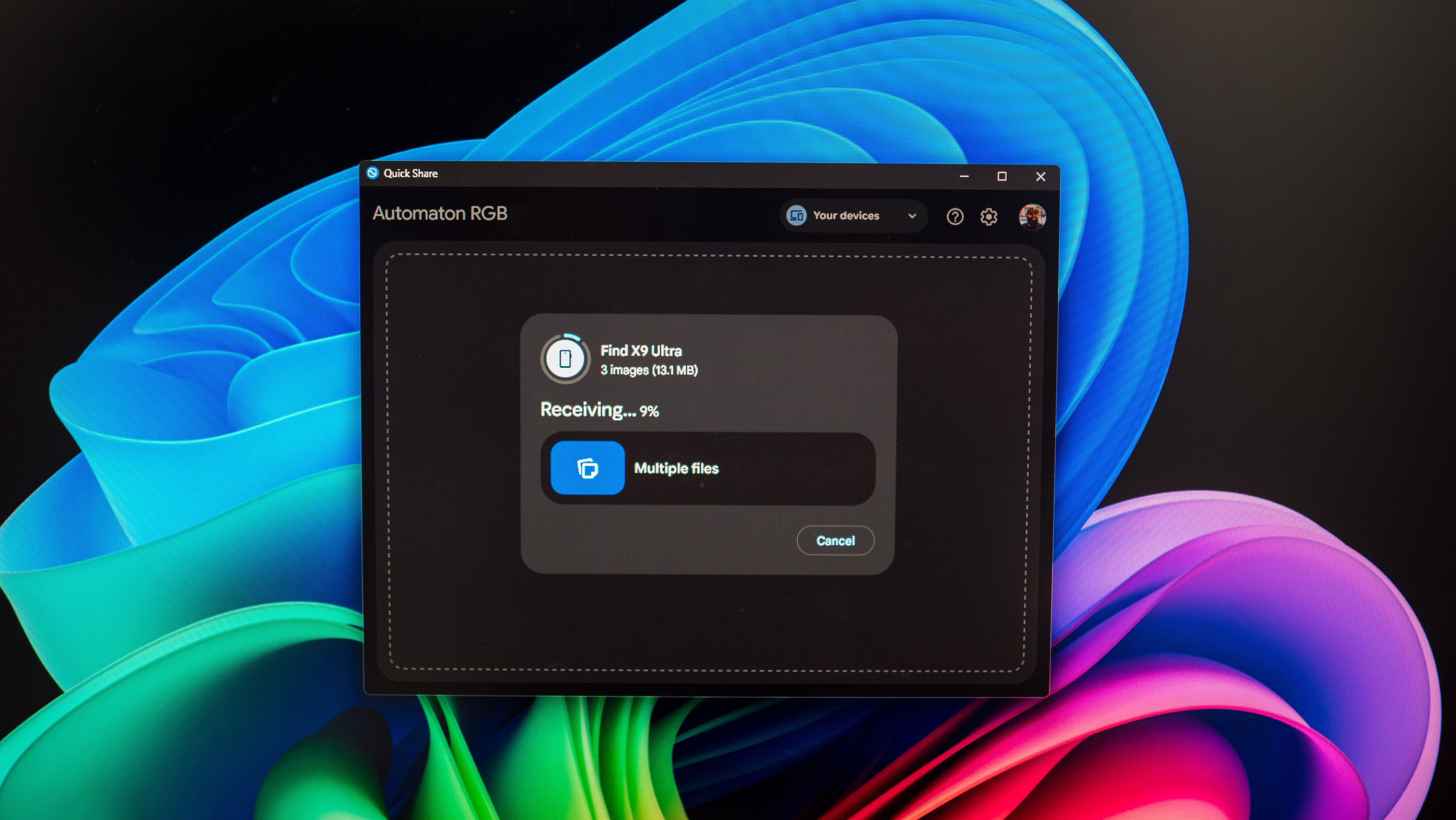 Quick Share interface on Windows