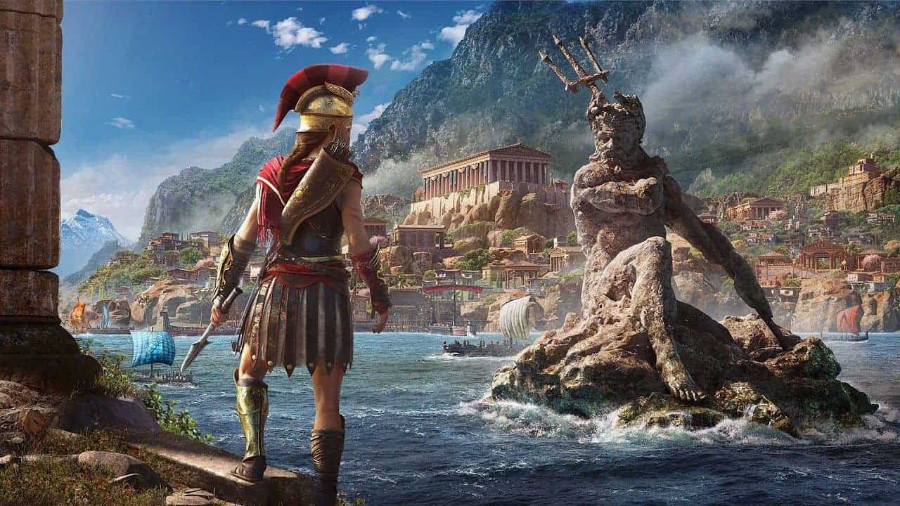 Kassandra regarde une rivière dans Assassin's Creed Odyssey