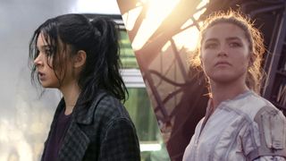 Kate Bishop (as played by Hailee Steinfeld) and Yelena Belova (as played by Florence Pugh)