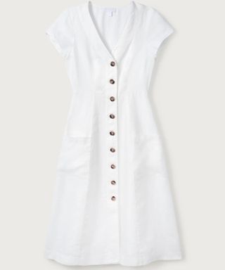 Linen Fit & Flare Button Through Dress, £129, The White Company