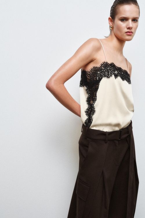 Satin Effect Lace Top Zw Collection