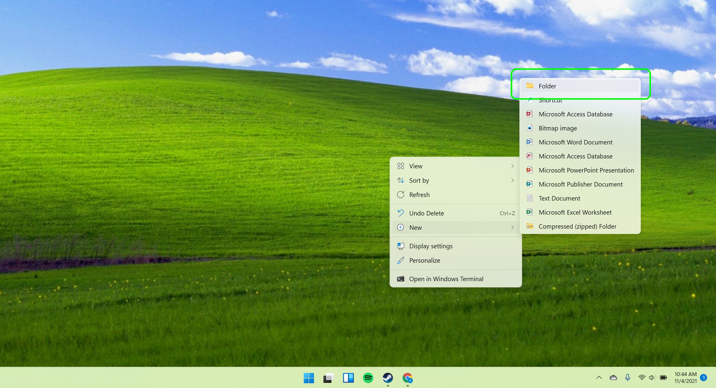 Windows 11 God Mode - открытие новой папки