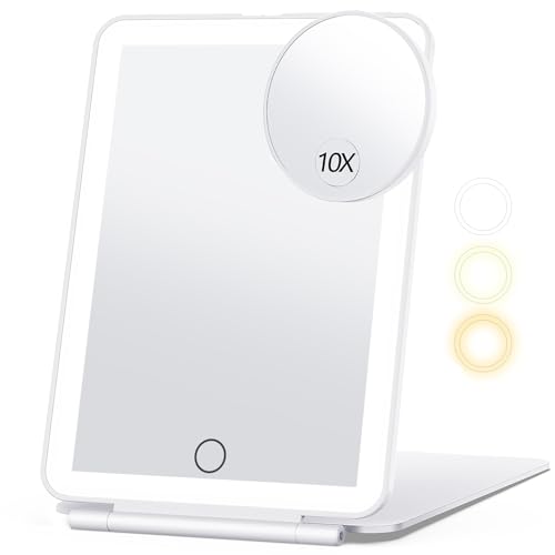 Miroposs Rechargeable Makeup Mirror for Travel, Vanity Mirror With 80leds, 3 Color Light, 2000mah Battery, Portable Ultra Slim Lighted Mirror, Travel Essential