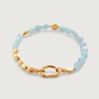 Gold Vermeil Rio Beaded Gemstone Bracelet - Aquamarine