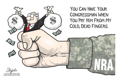 Political cartoon U.S. NRA gun lobby congress