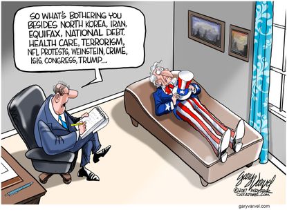 Political cartoon U.S. Uncle Sam problems America