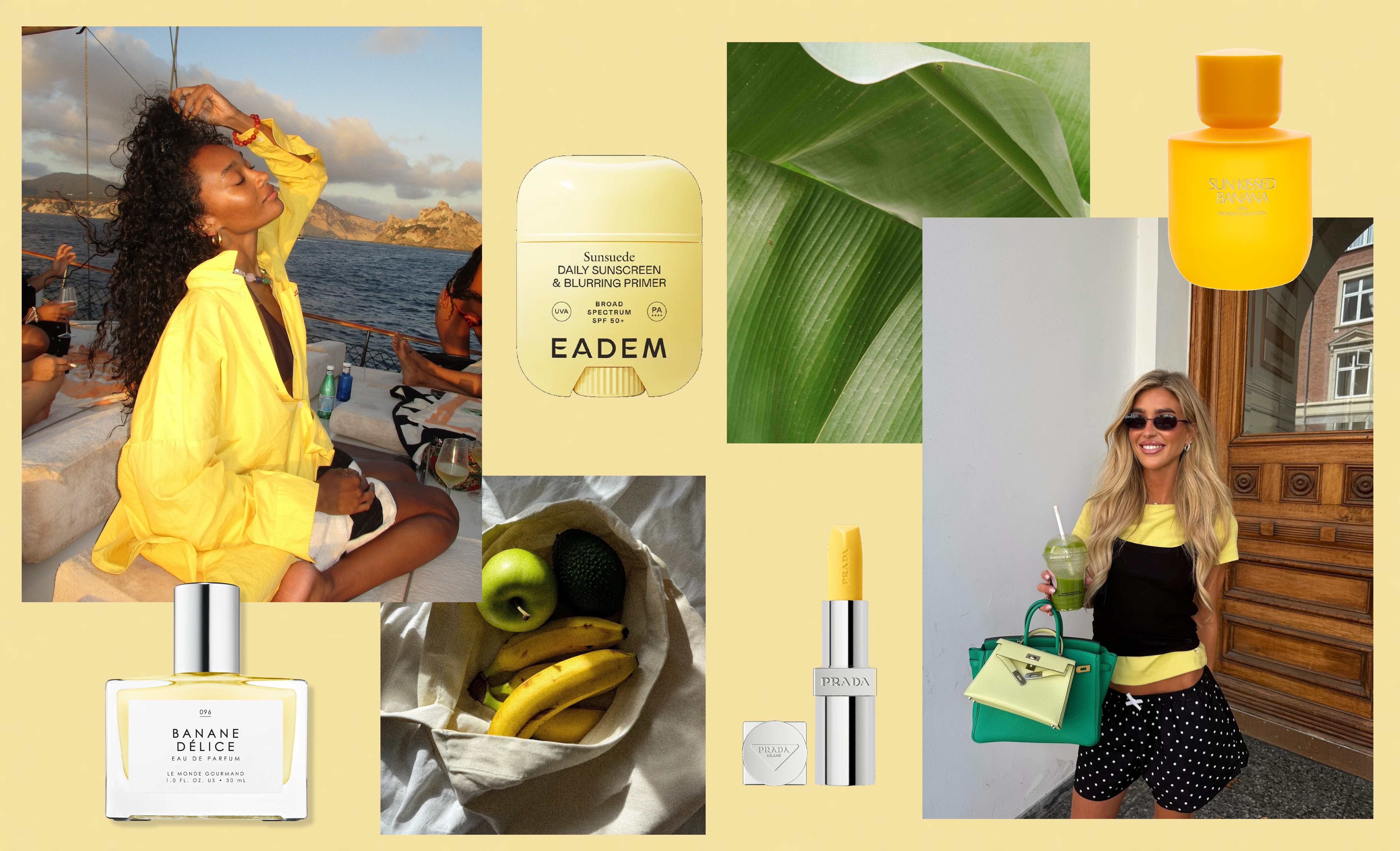 Banana beauty collage.