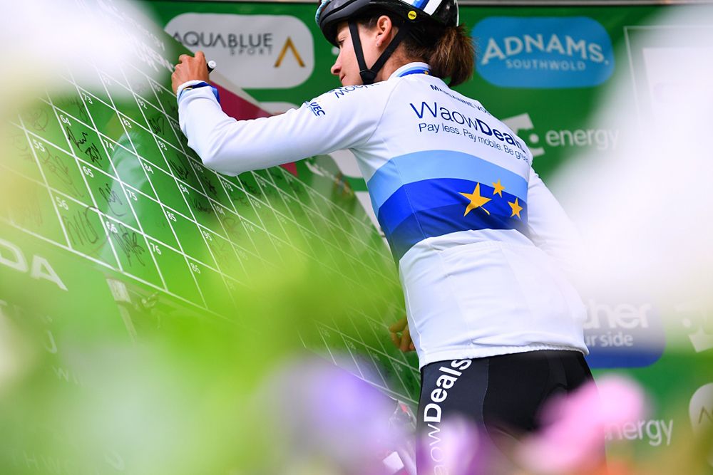 Marianne Vos at the start of stage 2 of the OVO Energy Women's Tour