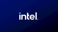 Intel logo in white on a dark blue background
