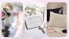 Three images of the best silk pillowcases from Only Curls, The White Company, and Scooms