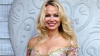 Pamela Anderson in a studded dress. 