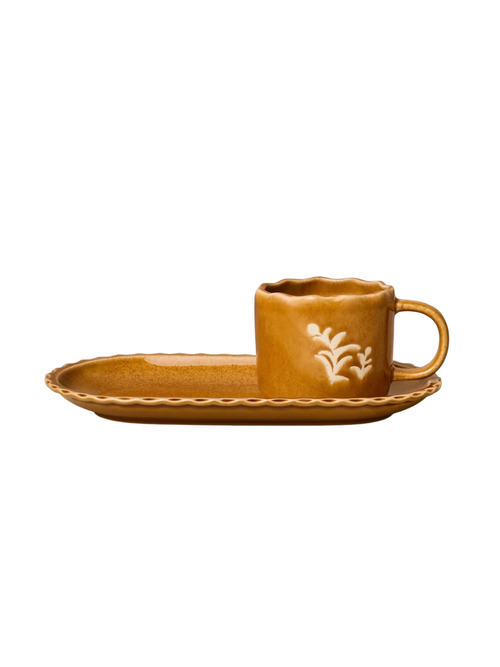 Pastry Plate and Mug Set Gold 