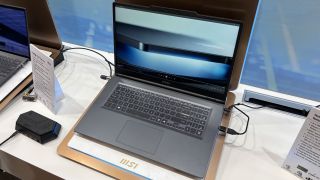 MSI VenturePro 16 AI laptop on display at CES 2025