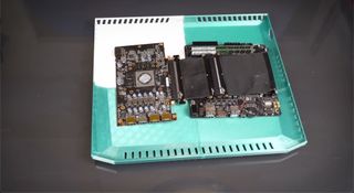 Motherboard and GPU layout in custom laptop case