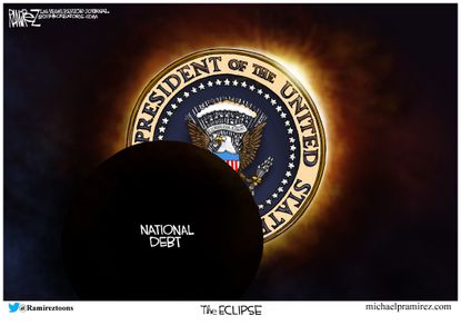 Political Cartoon U.S. National Debt Eclipse POTUS