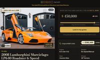 A used sportscar for sale with a field to guess the price