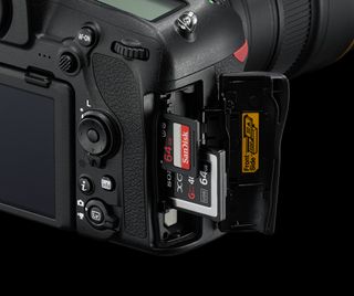 The D850 accepts both XQD and SDHC/SDXC-type cards, whereas the older D810 supports CompactFlash in addition to SD formats