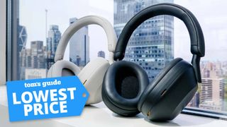 Sony WH-1000XM5 wireless headphones with a Tom's Guide deal tag