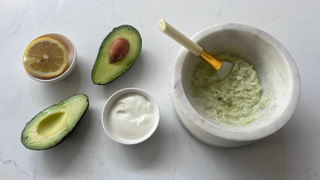My avocado DIY face mask - using avocado, lemon juice and plain yoghurt