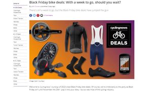 A screengrab of the Cyclingnews Black Friday bike deals hub