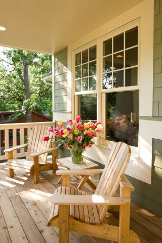 front porch with adirondack chairs